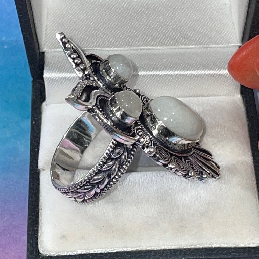 Moonstone Owl Ring - image 5